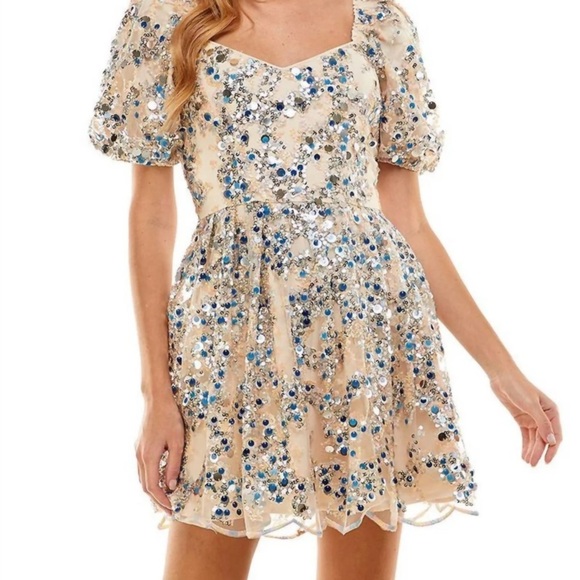 TCEC sequin babydoll boho Cinderella dress size large - Picture 1 of 14